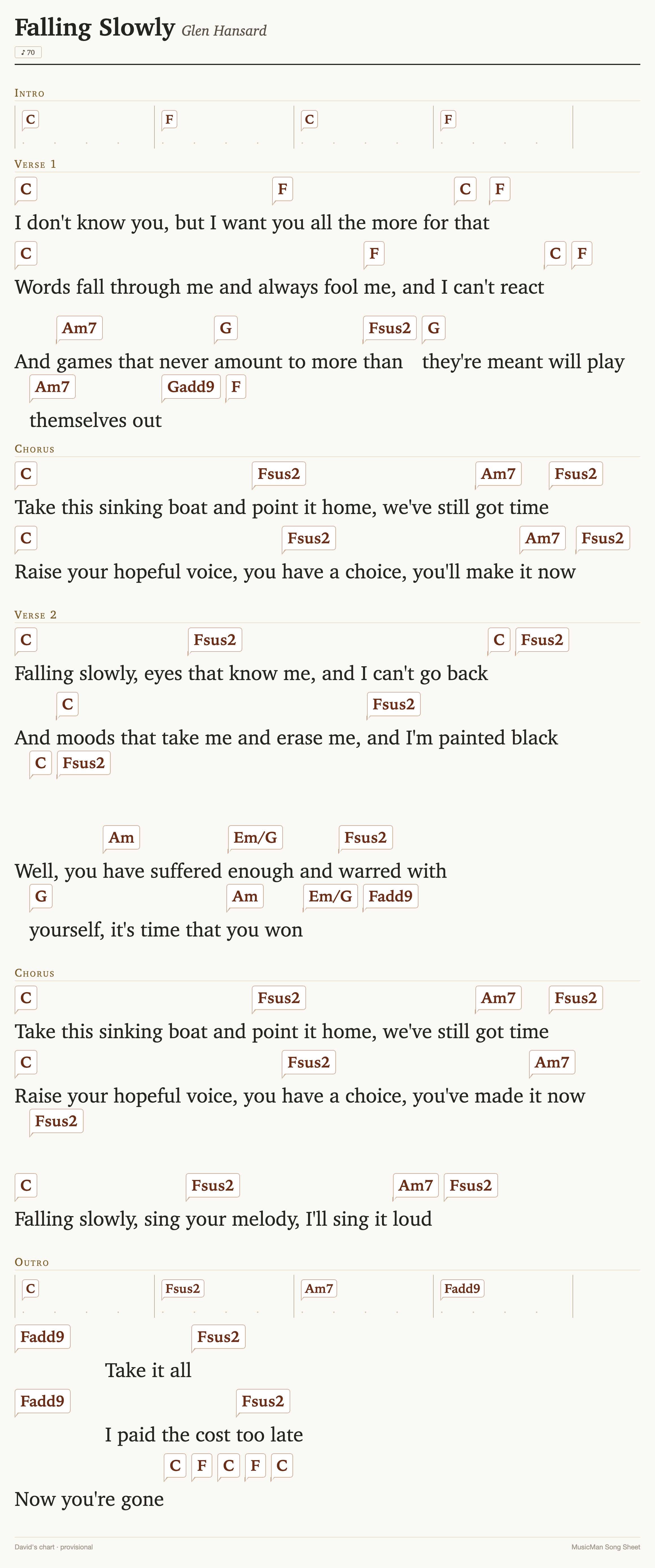 Song sheet