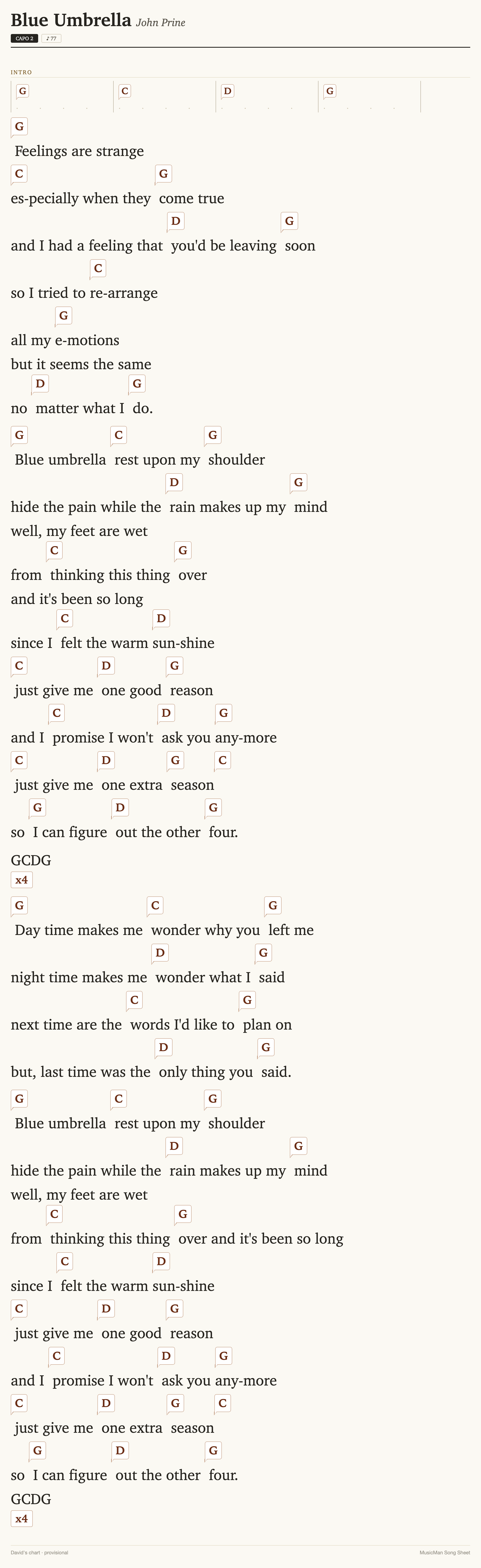Song sheet