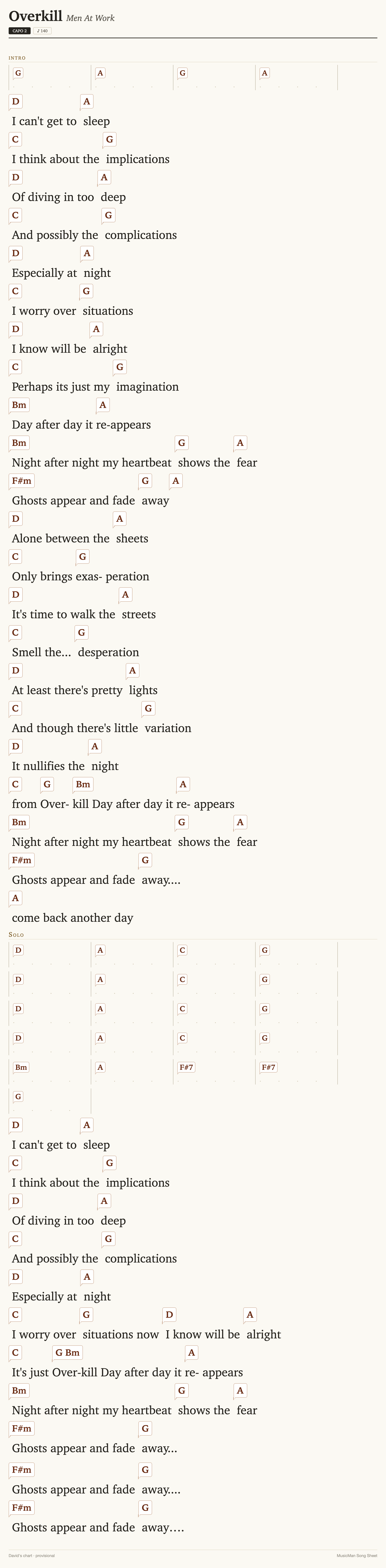Song sheet