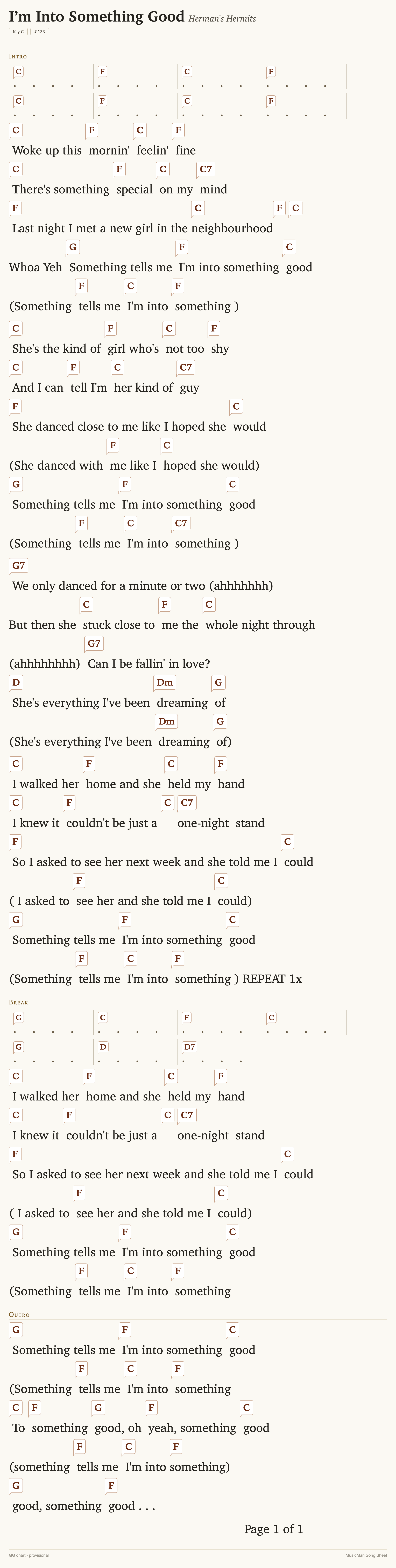 Song sheet
