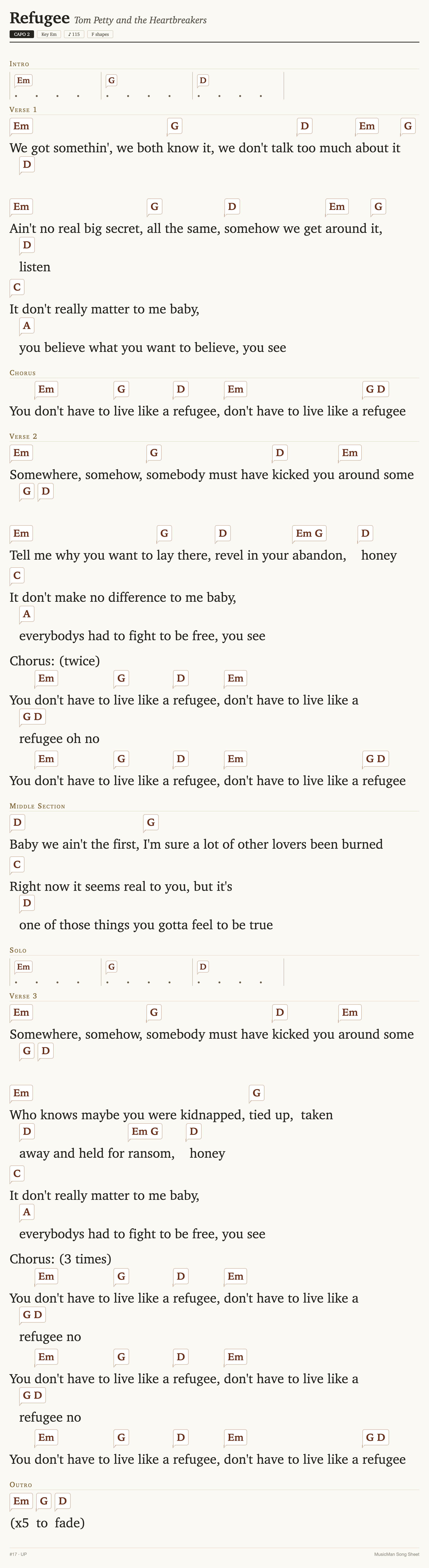 Song sheet