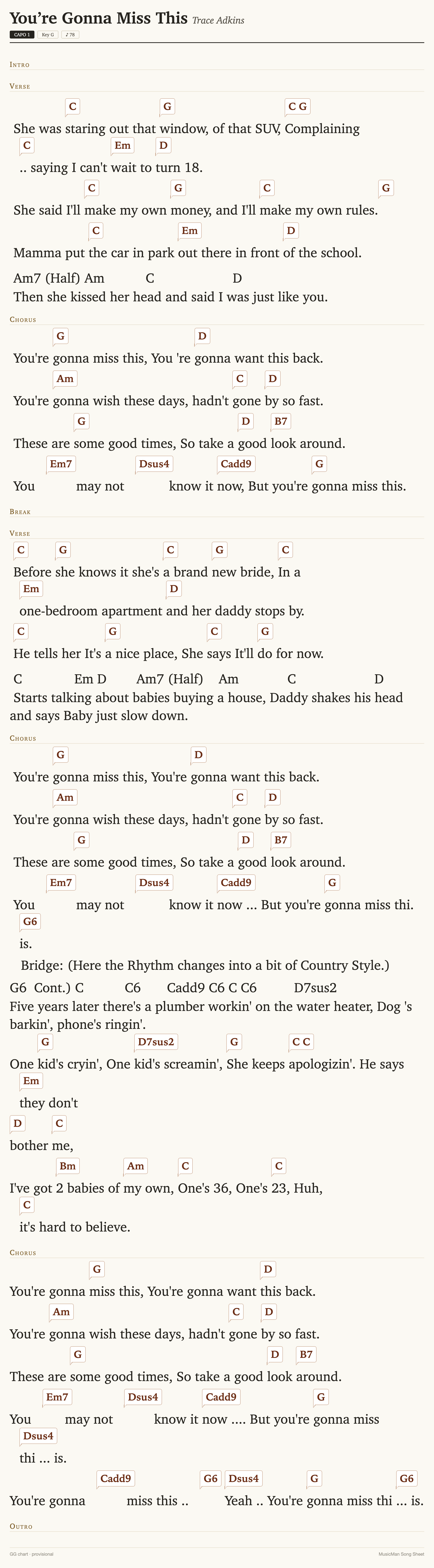 Song sheet