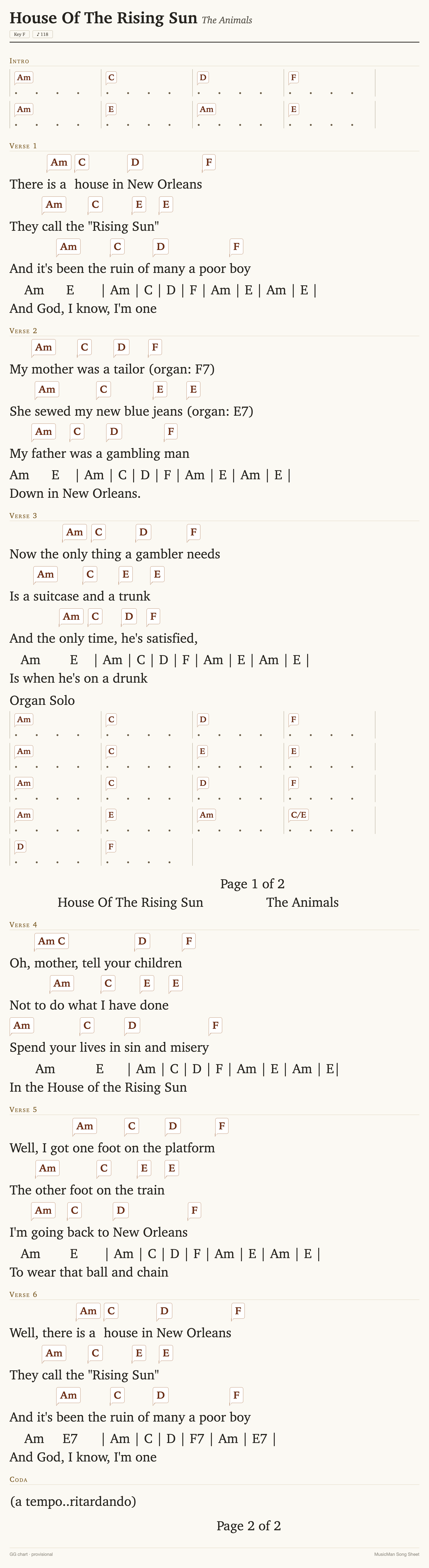 Song sheet