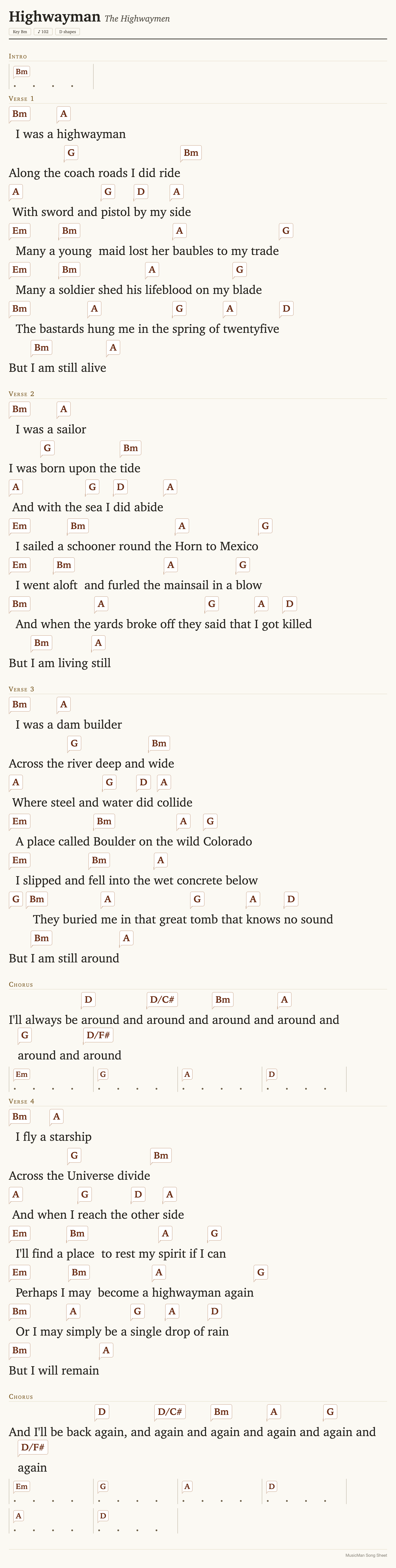 Song sheet