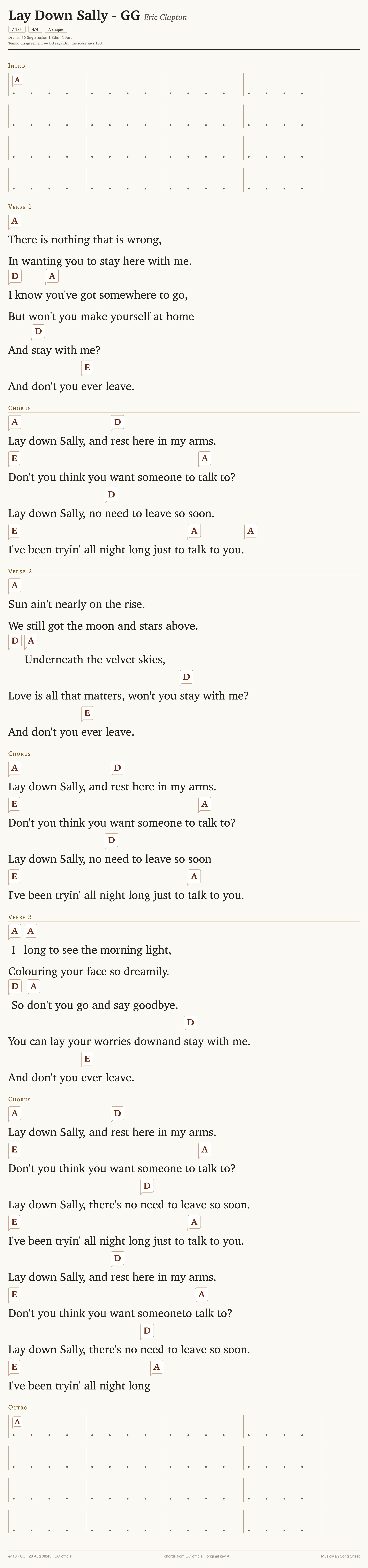 Song sheet