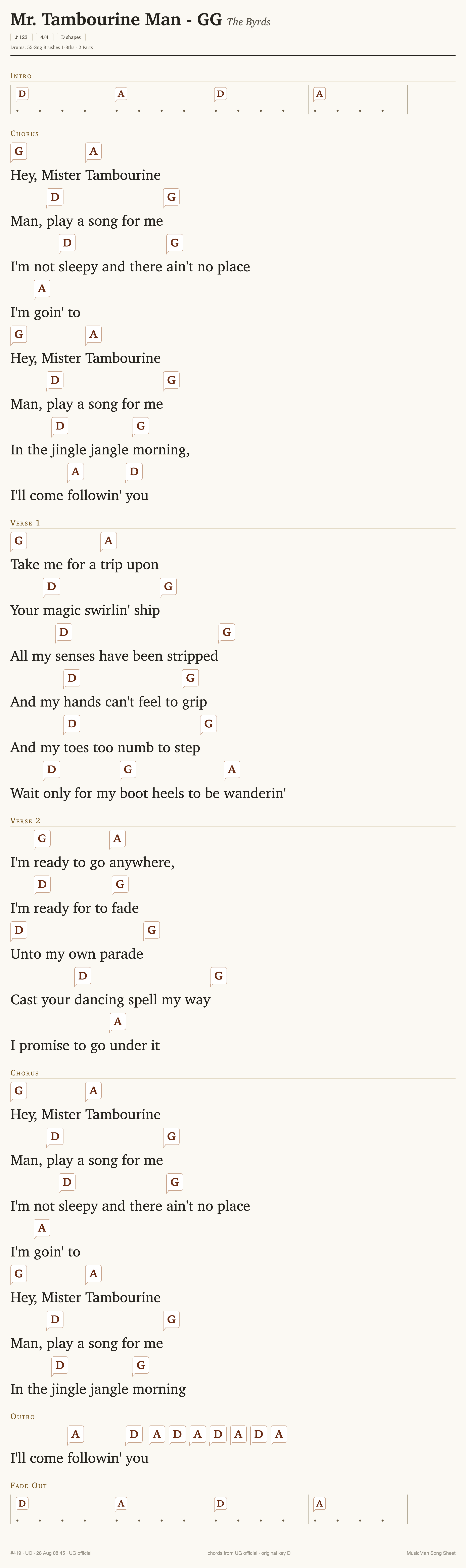 Song sheet