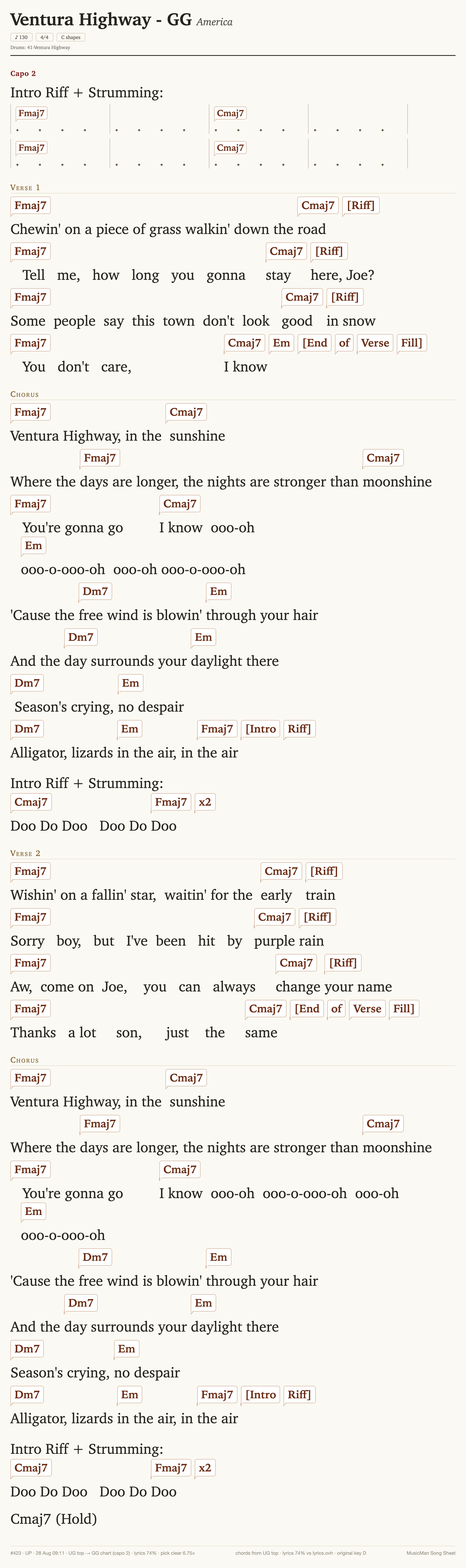 Song sheet