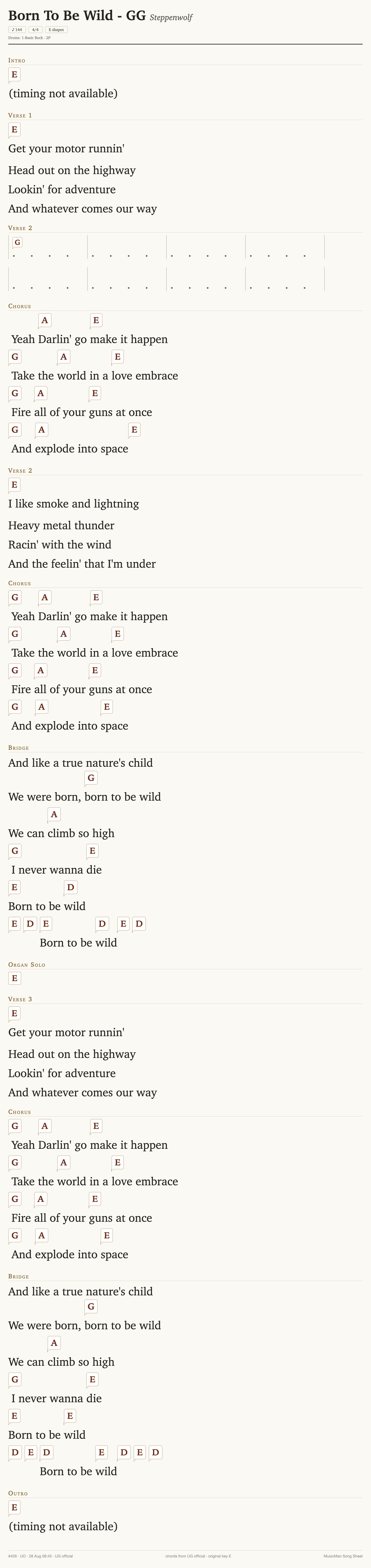 Song sheet