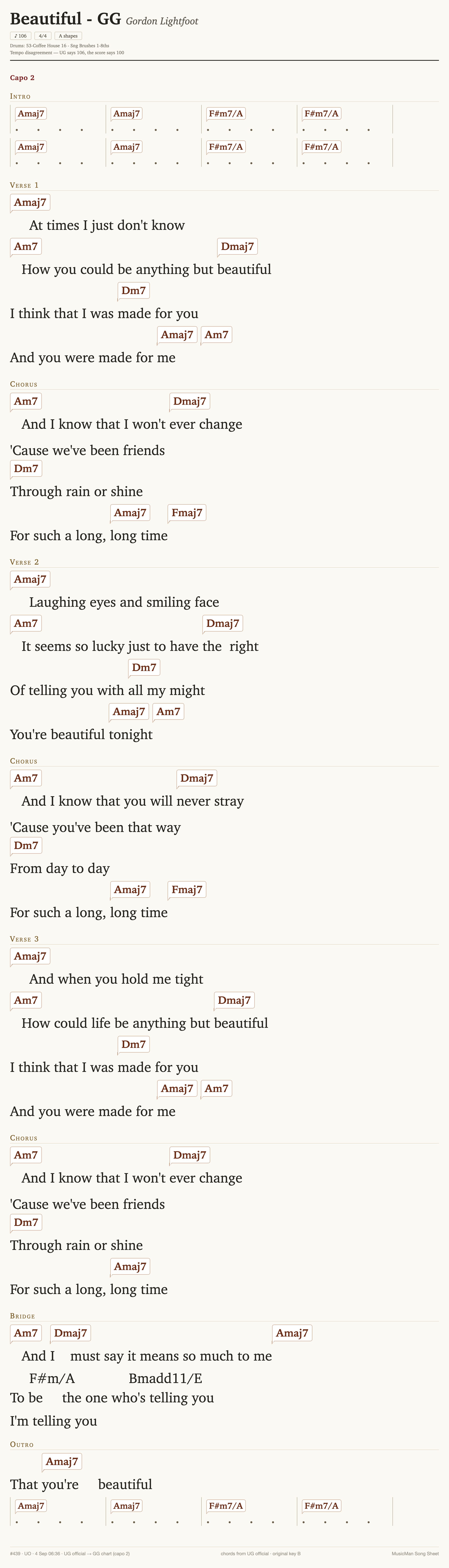 Song sheet