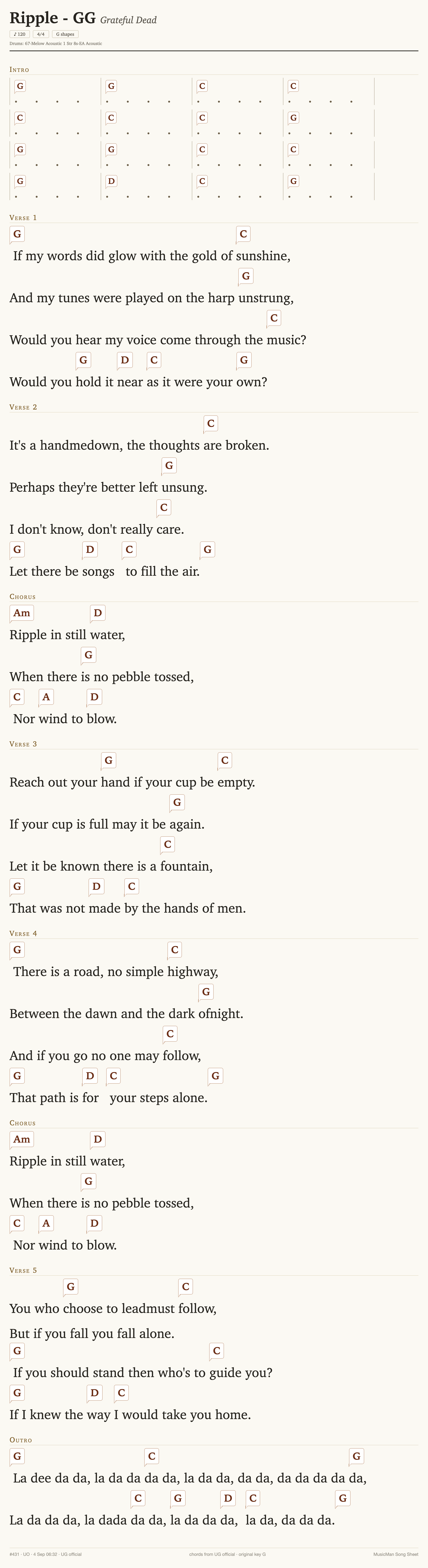 Song sheet