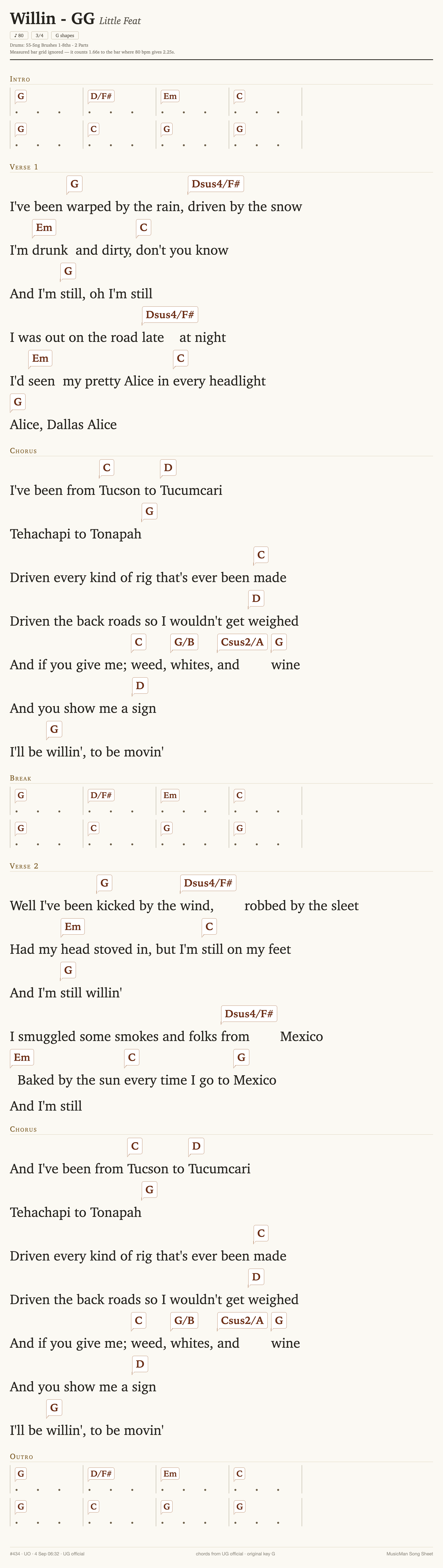 Song sheet