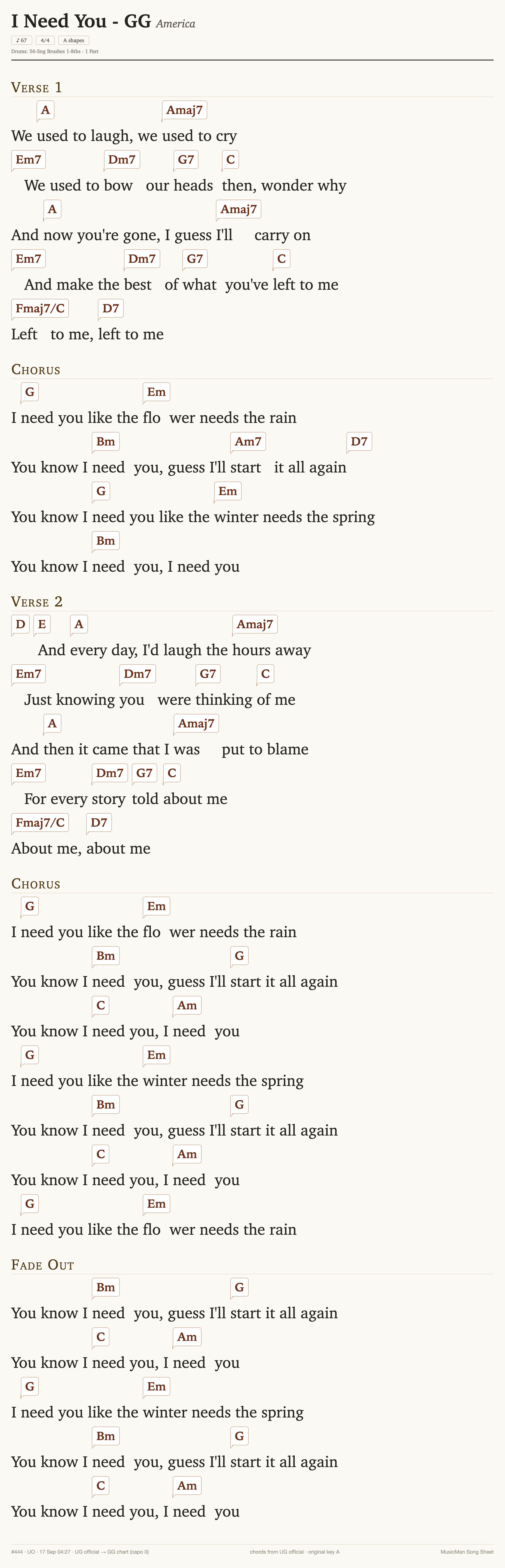 Song sheet