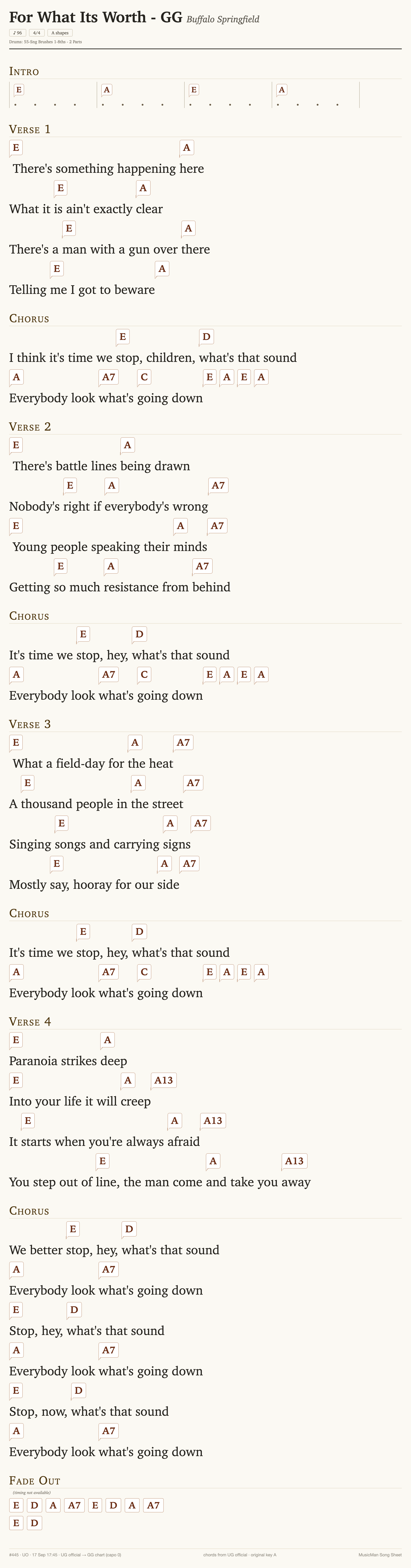 Song sheet