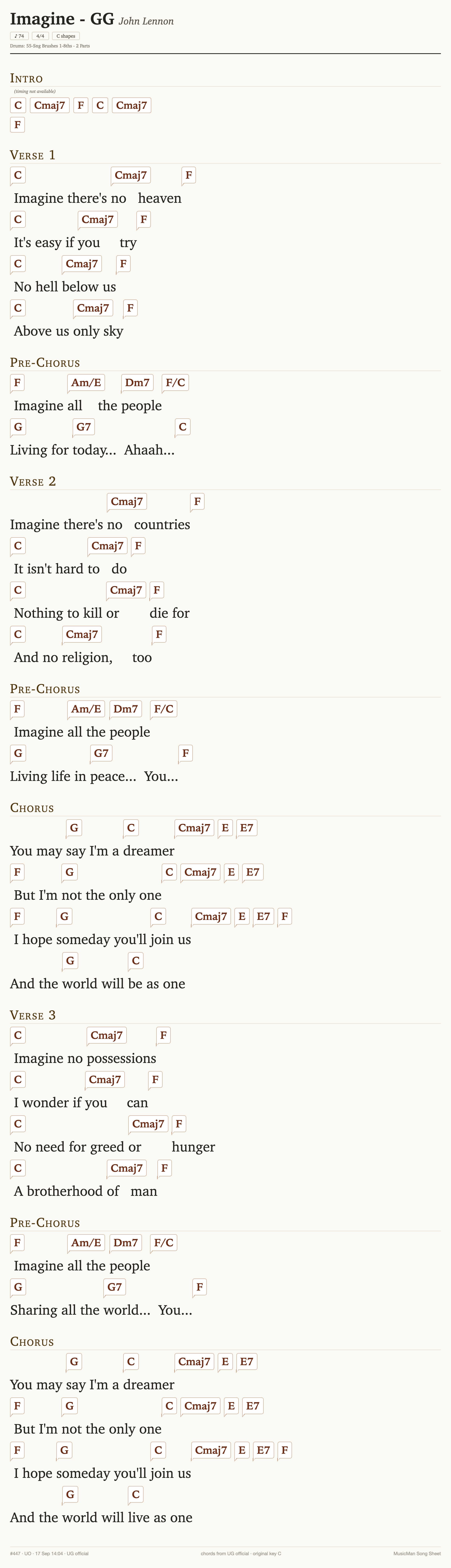 Song sheet