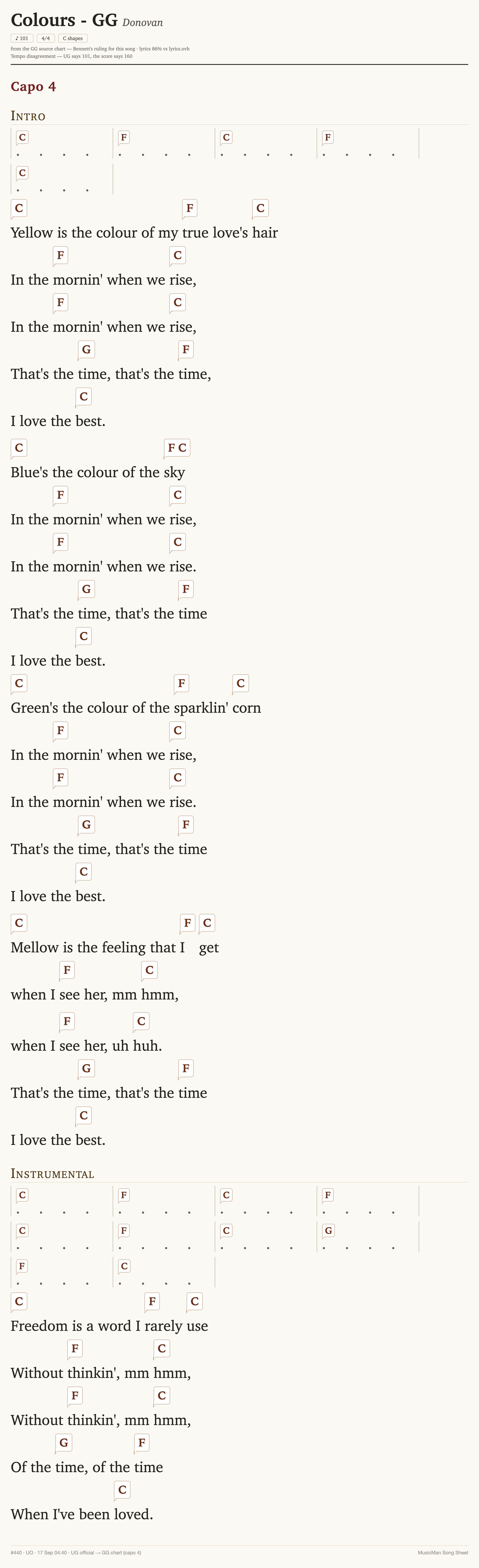 Song sheet